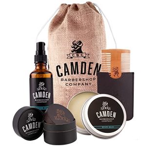 Conjunto de luxo para cuidados com a barba Camden Barbershop Company, incluindo óleo para barba