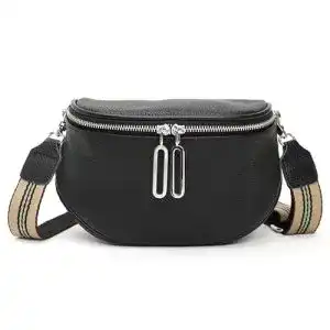 Bauchtasche atgbiem schwarz crossbody bag damen breiter gurt