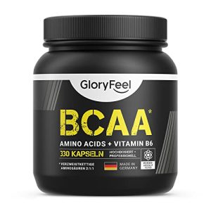 BCAA Gloryfeel 330 cápsulas, aminoácidos essenciais leucina, valina