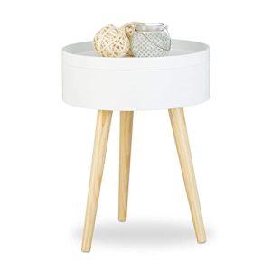 Table d'appoint Relaxdays ronde design scandinave, années 70