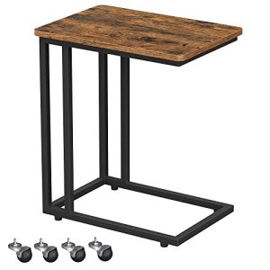 Side table VASAGLE sofa table with wheels, C-shape, mobile