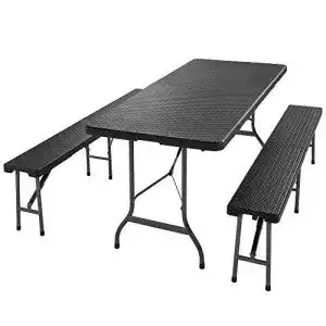 Bierzeltgarnitur casaria 180 cm klappbar rattan optik kunststoff