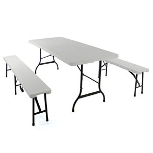Beer tent set Nexos 1 party table 2 benches foldable white 180 cm