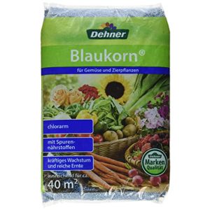 Fertilizante de grão azul Dehner Blaukorn, com baixo teor de cloreto, 4 kg para aprox.