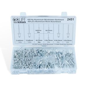 Blindnagler CCLIFE 420-delers aluminiumssortiment popnaglesett