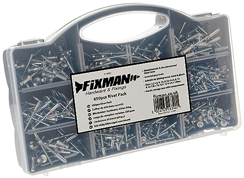 Remaches ciegos Fixman 514633 surtido 650 piezas, gris