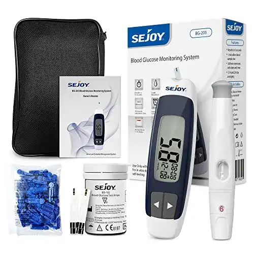 Blutzuckermessgerät Sejoy mit Teststreifen für die Blutzuckerüberwachung