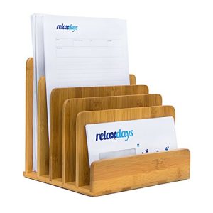 Corbeille à courrier Relaxdays porte-documents bambou, 5 compartiments