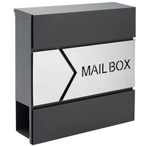 Letterbox Monzana Design em aço antracite com compartimento para jornais
