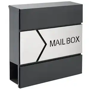 Briefkasten monzana design stahl anthrazit mit zeitungsfach
