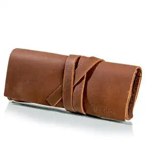 Brillenetui hecho pablo dark wood handgefertigt echtes leder