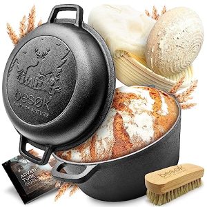 Panela de pão besok besøk panela de ferro fundido para assar pão, incluindo cesto de impermeabilização
