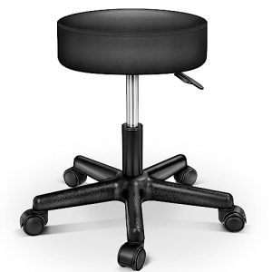 Ofis taburesi TRESKO tekerlekli tabure yüksekliği ayarlanabilir siyah