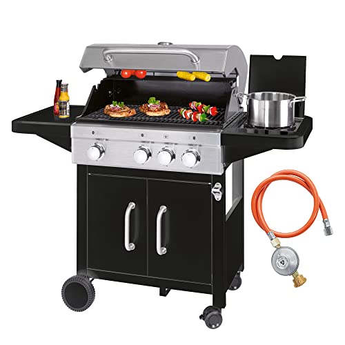 Camping-Gasgrill ProfiCook ® 3 Brenner + 1 Seitenbrenner