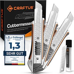 Cuttermesser CRAFTUS ® Profi Set, 3 Stück aus Aluminium
