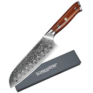 Cuchillo damasco SCHNEIDWERK Santoku, cuchillo de cocina 17,6 cm