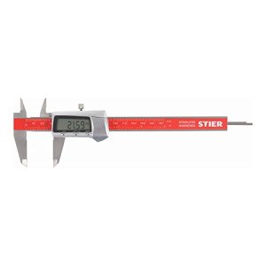 Paquímetro digital STIER faixa de medição 150 mm, medição de profundidade