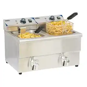 Doppelfritteuse casselin cfev82 electric fryer with drain valve