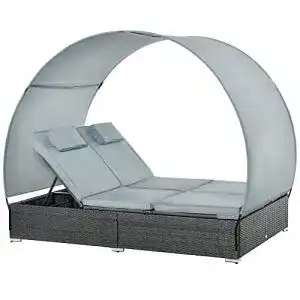 Doppelliege Outsunny Poly Rattan für zwei Personen