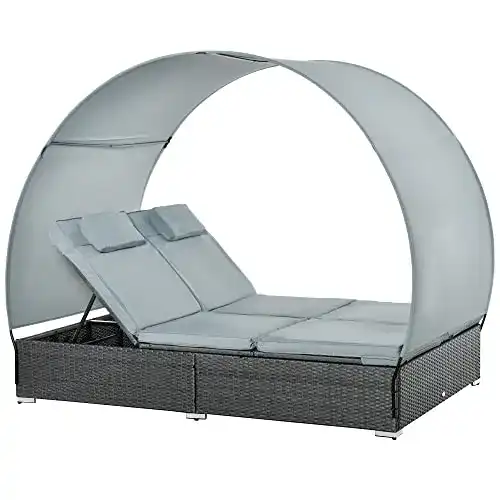 Doppelliege Outsunny Poly Rattan für zwei Personen