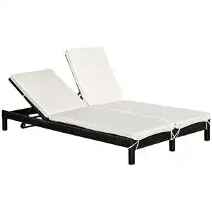 Doppelliege outsunny polyrattan sonnenliege gartenliege fuer 2 1