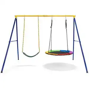 Doppelschaukel costway mit gestell outdoor schaukel
