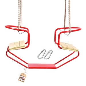 Double swing h2i made of metal, gondola swing, two wooden seats