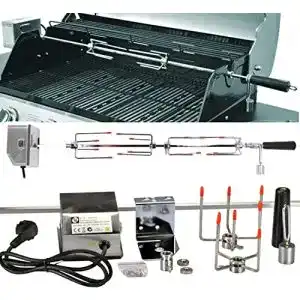 Drehspiess druline grillspiess set 83 cm inkl edelstahl mit motor