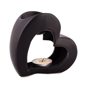Lampe à parfum pajoma « Cœur » noir, hauteur 13 cm en forme de cœur