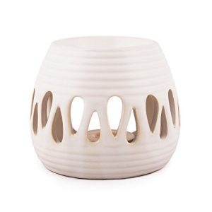 Lampada profumata pajoma in ceramica “Simple” in bianco, altezza 8 cm