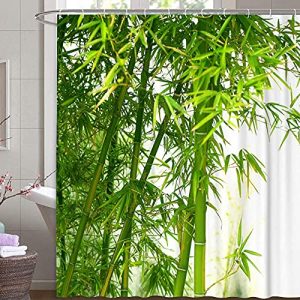 Rideau de douche M&W THE DESIGN rideau textile bambou vert