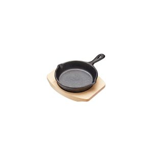 Padella in ferro ARTESA mini padella con piatto da portata in legno di acero