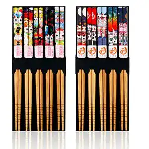 Essstaebchen set pwsap 10paar essstaebchen bambus suesse katze