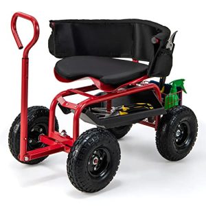Mobile garden seat COSTWAY garden trolley with rolling seat