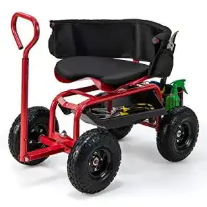 Fahrbarer gartensitz costway gartenwagen mit rollsitz
