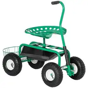 Fahrbarer gartensitz outsunny gartenwagen rollsitz bis 150 kg
