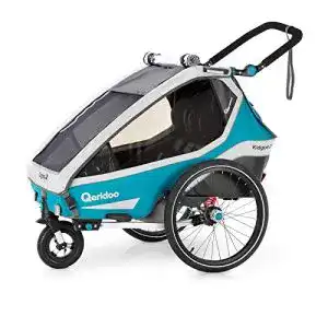 Fahrradanhaenger qeridoo kidgoo2 2020 2021 2 kinder petrol