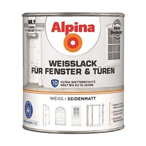Vindusmaling Alpina hvid maling til vinduer & døre 2 L, silkemat