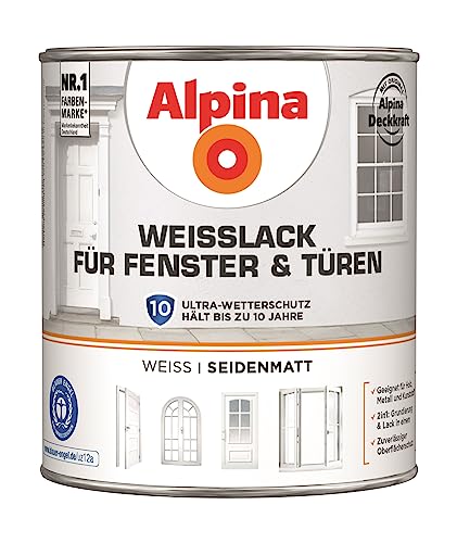 Fensterlack Alpina Weißlack für Fenster & Türen 2 L, seidenmatt