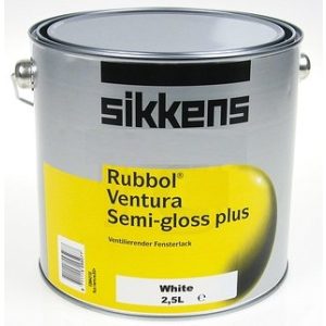 Vindusmaling Sikkens Rubbol Ventura Semi-gloss Plus, 2,5 L, hvit