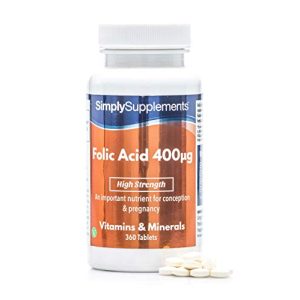 Acide folique Simply Supplements (Vitamine B9) 400µg – 360 comprimés