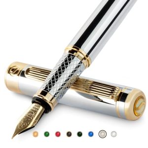 Penna stilografica Scriveiner penna stilografica in argento nobile con 24 carati