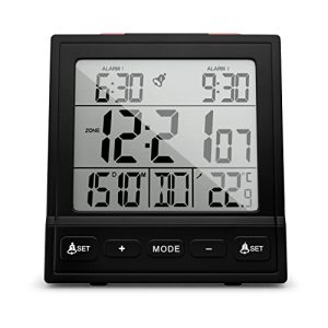 Mebus digital radio alarm clock with thermometer, date display