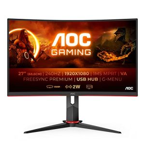 Monitor de jogos 4K AOC Gaming C27G2ZU, 27 polegadas FHD curvo