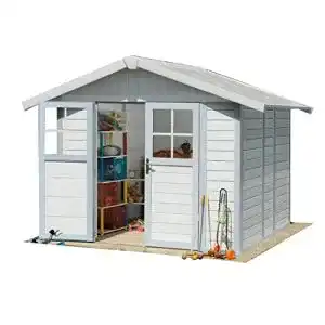 Gartenhaus kunststoff grosfillex deco 49 weiss graublau