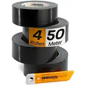 Gewebeband hinrichs 4 rollen panzertape schwarz 50m x 50mm