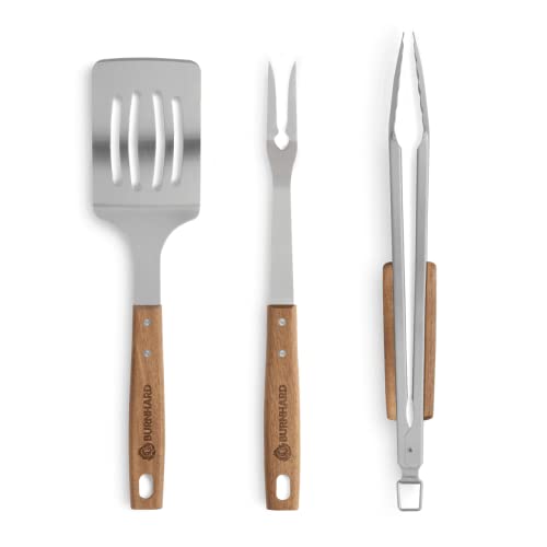 Grillbesteck BURNHARD Set 3-TLG. 45 cm, Akazienholz Edelstahl