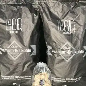 Grillkohle bbqkontor 20kg 2x10kg premium buchenholzkohle