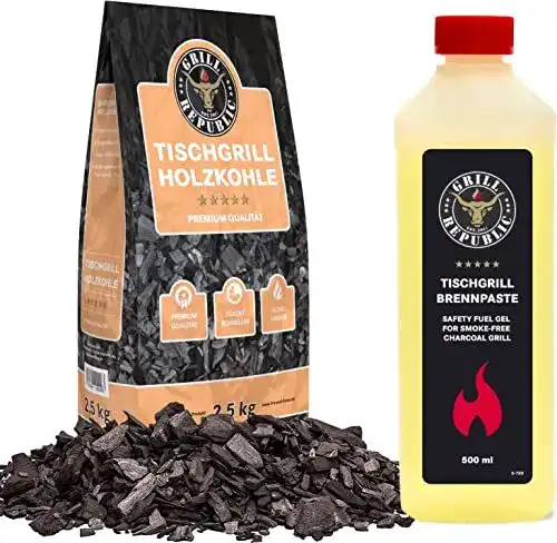 Grill Republic Tischgrill Holzkohle Set 2,5kg mit Brennpaste