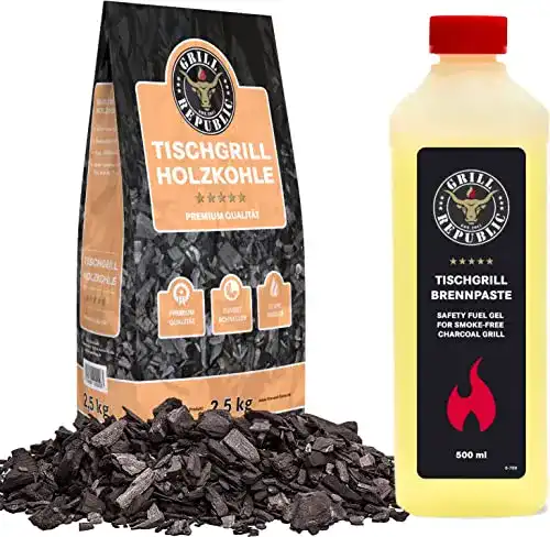 Grill Republic Tischgrill Holzkohle Set 2,5kg mit Brennpaste